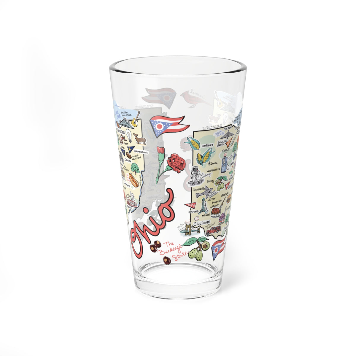 Ohio Map 16oz Glass