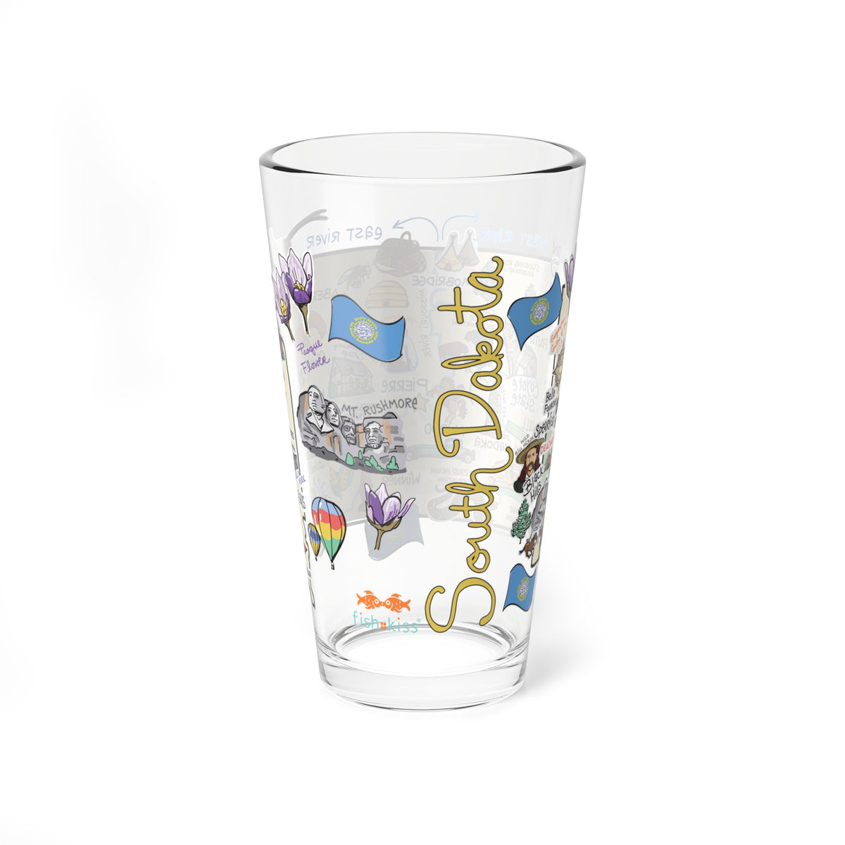 State Map 16 oz Glass