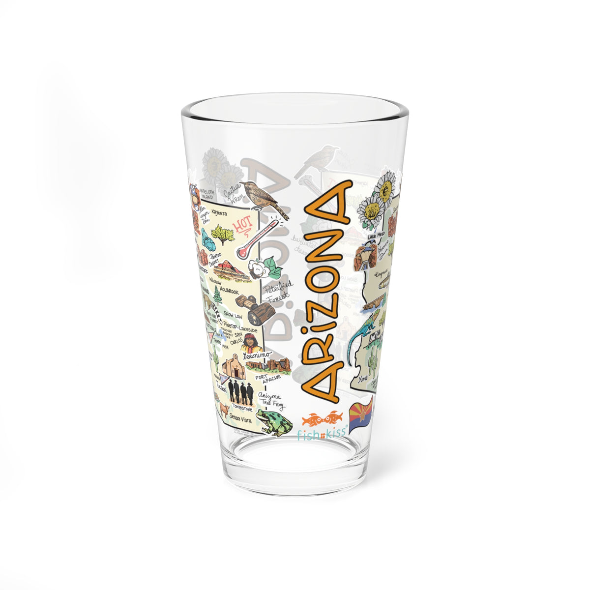 Arizona Map 16oz Glass