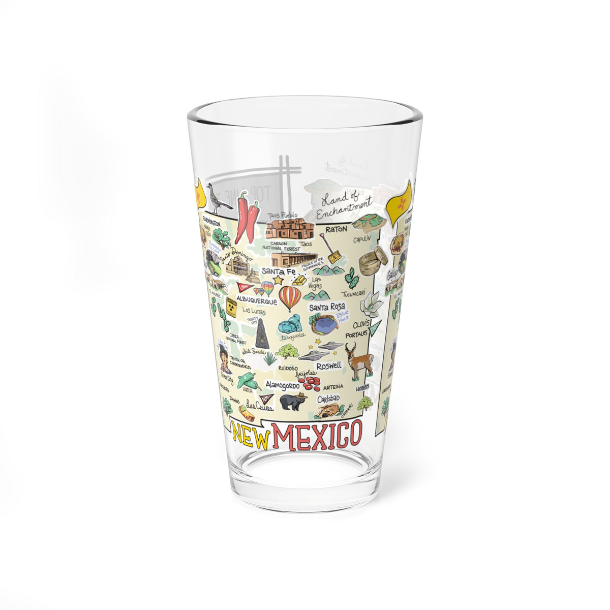 New Mexico Map 16oz Glass