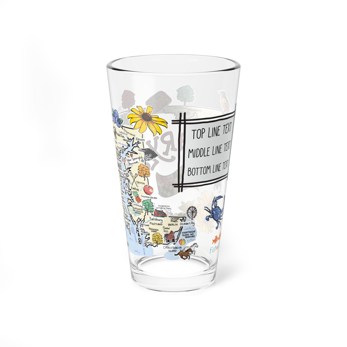 Maryland Map 16oz Glass