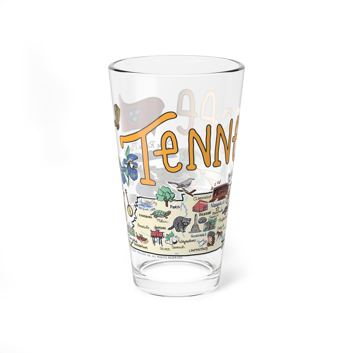 Tennessee Map 16oz Glass