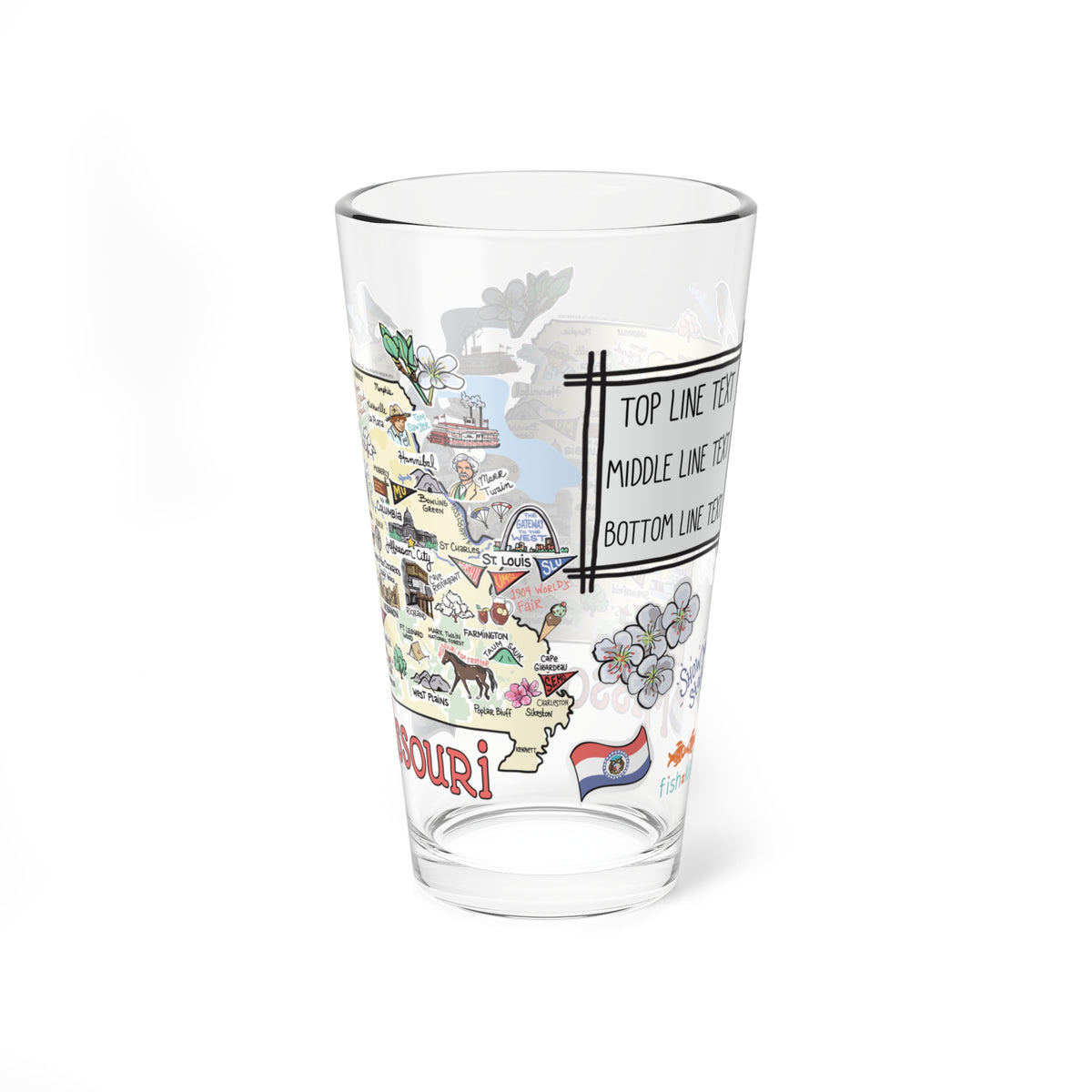 Missouri Map 16oz Glass