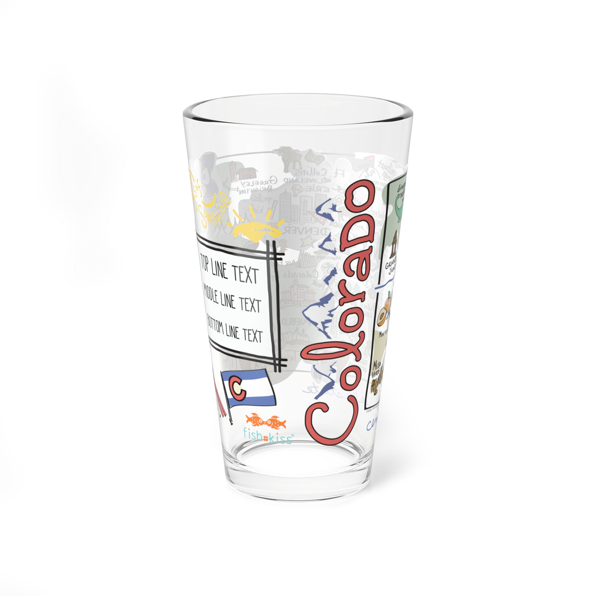 Colorado Map 16oz Glass