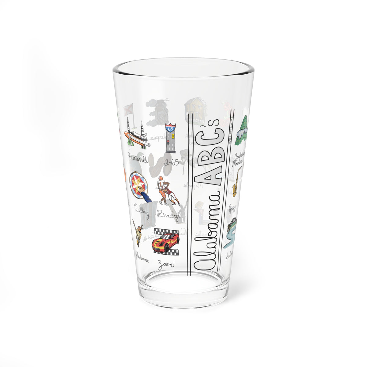State Alphabet 16 oz Glass