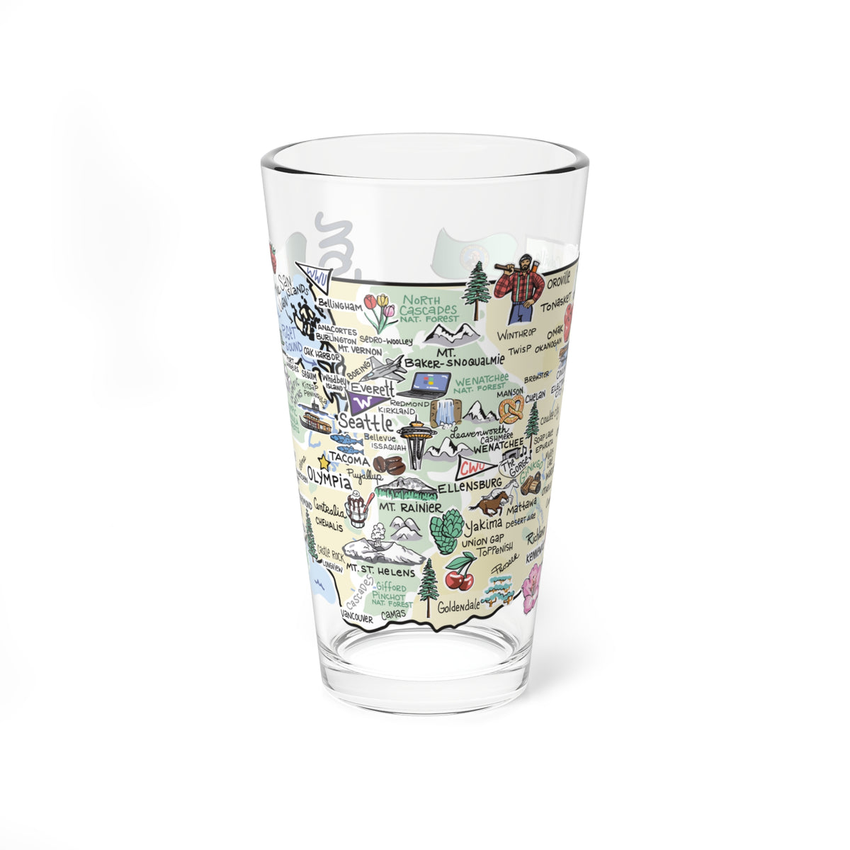 Washington Map 16oz Glass