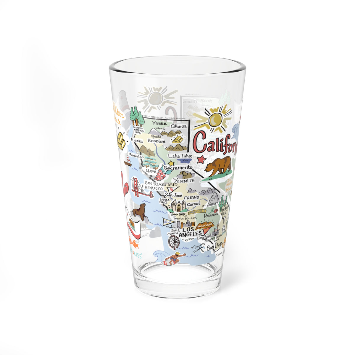 State Map 16 oz Glass