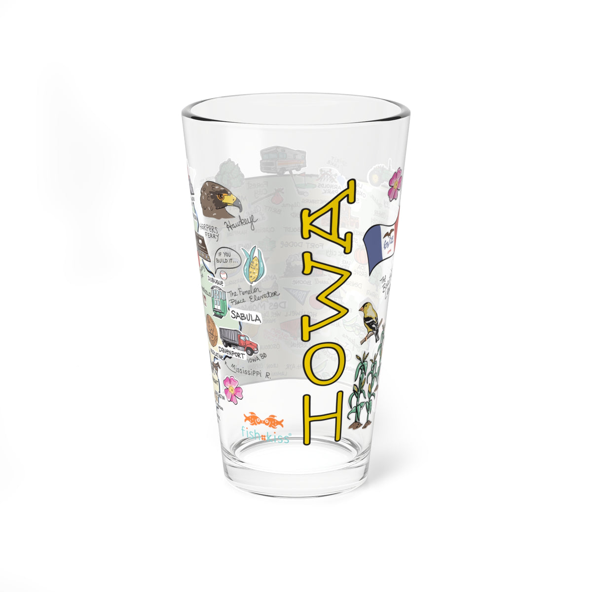 State Map 16 oz Glass