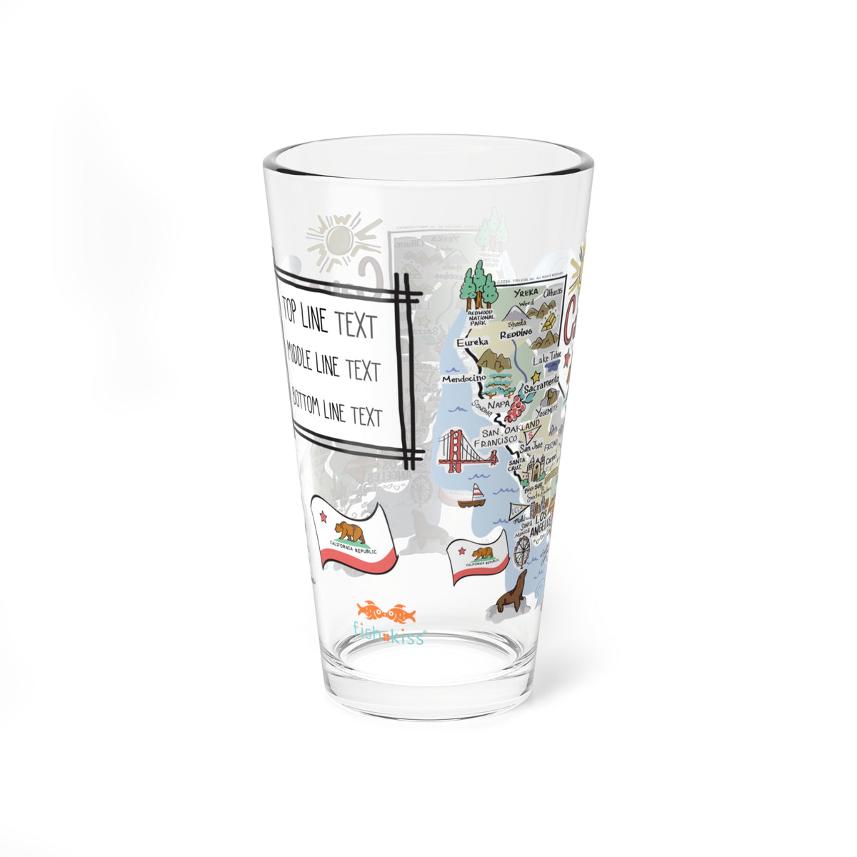 California Map 16oz Glass