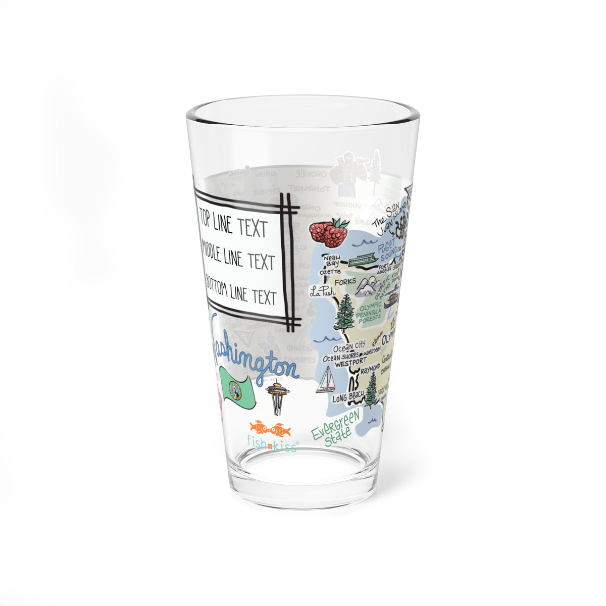 Washington Map 16oz Glass