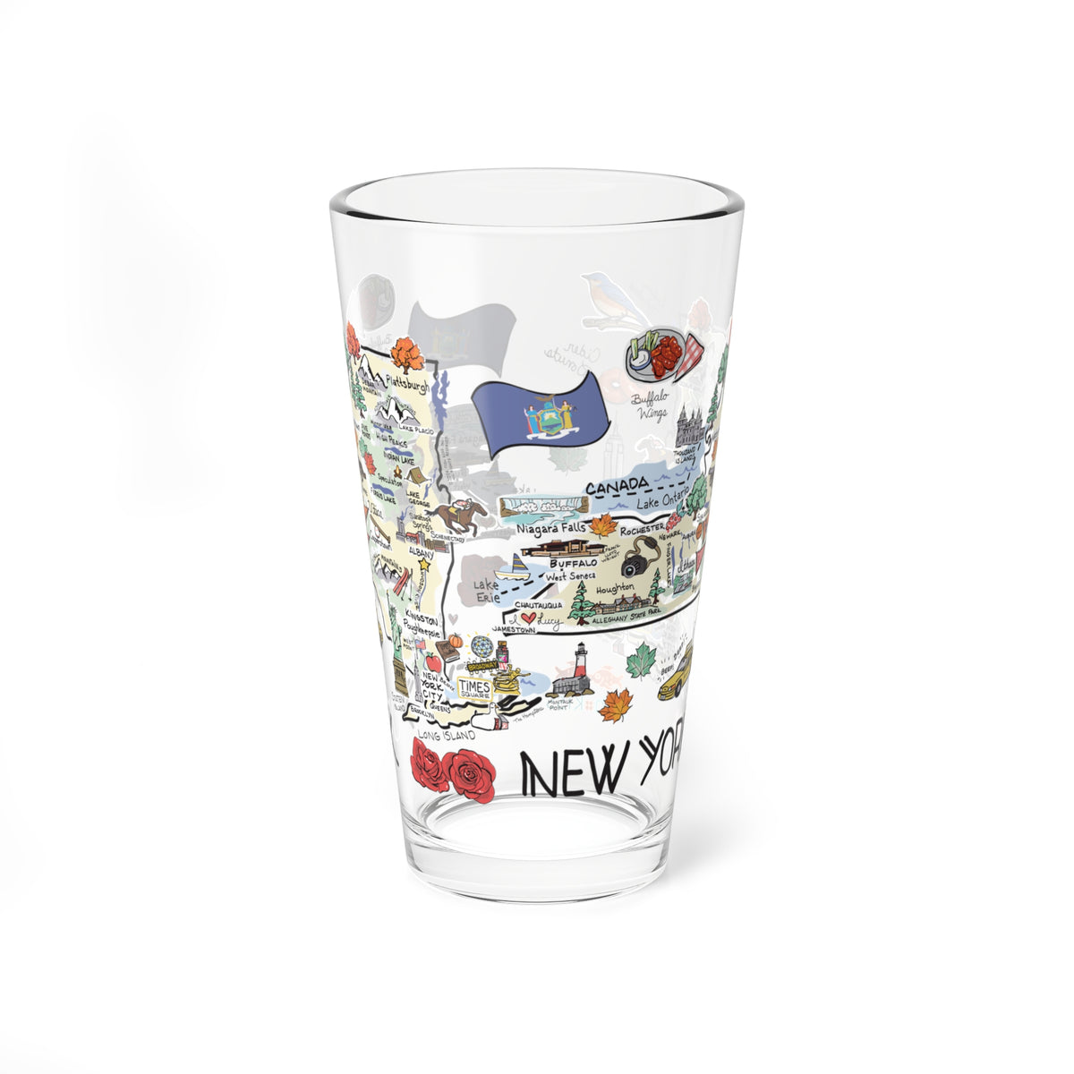State Map 16 oz Glass