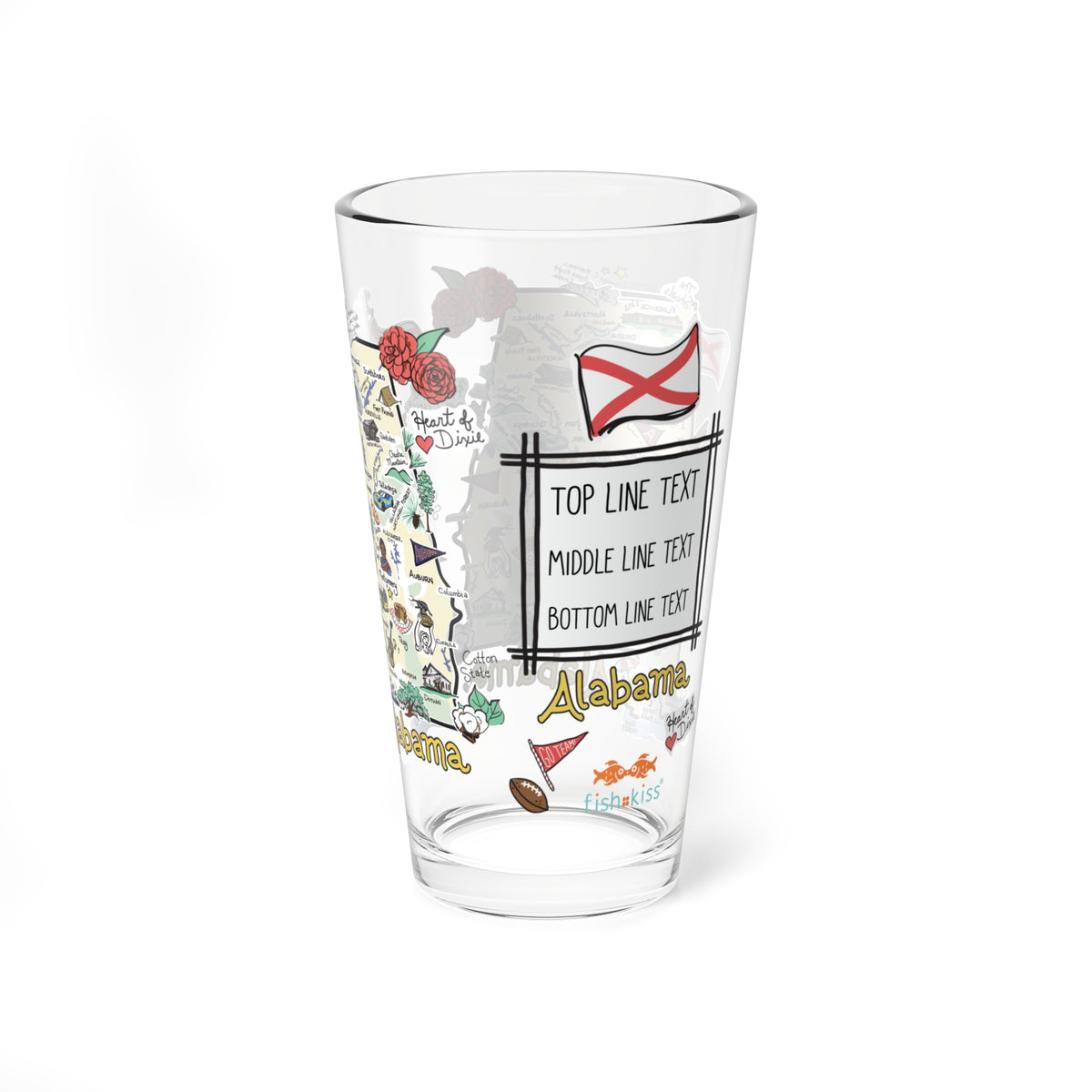 Alabama Map 16oz Glass