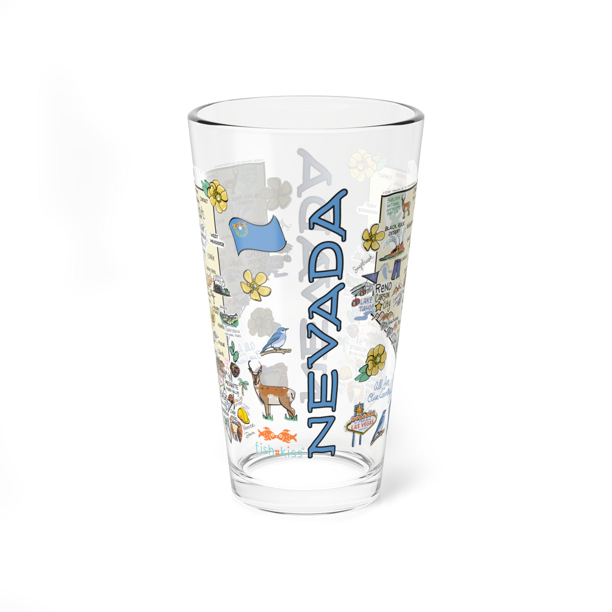Nevada Map 16oz Glass