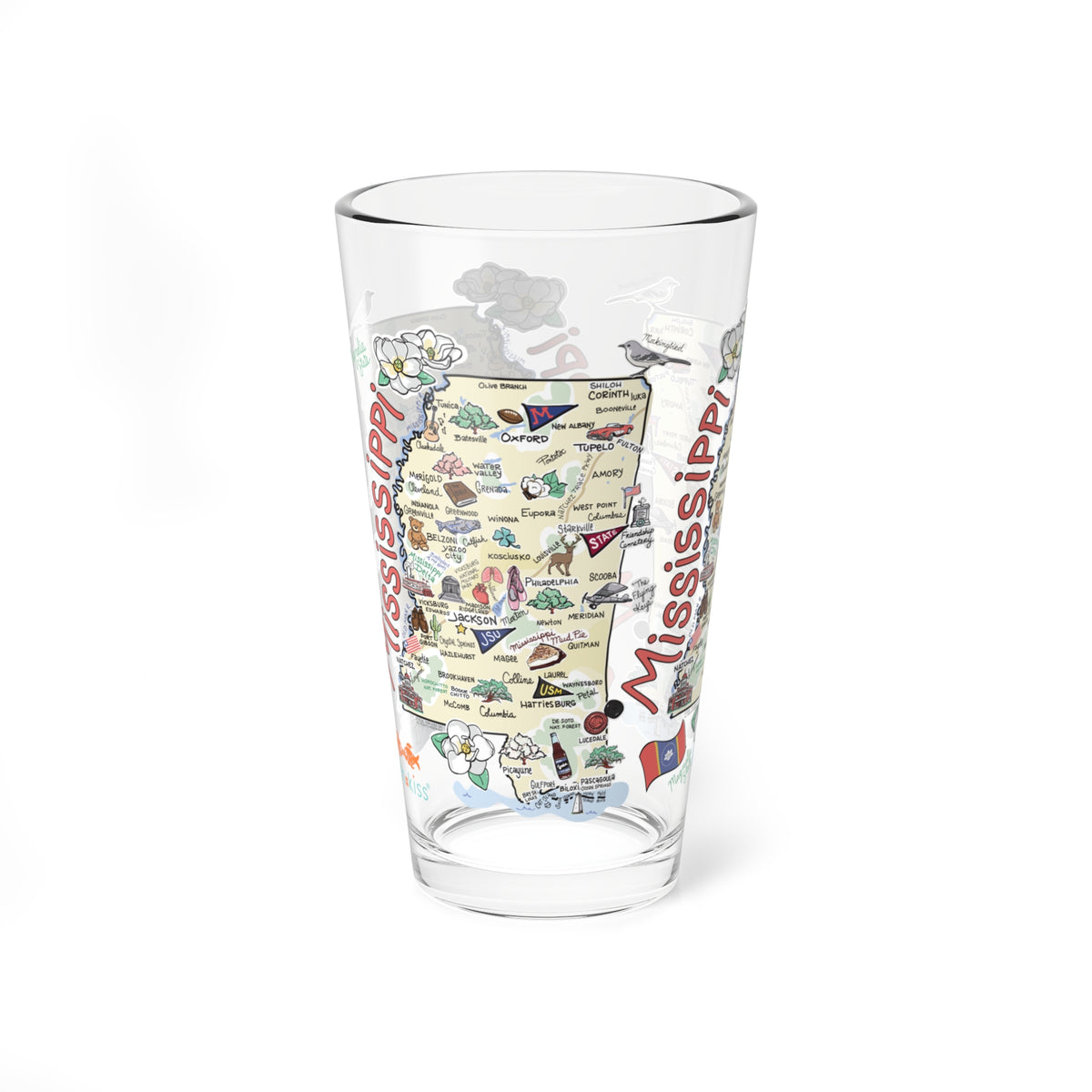 Mississippi Map 16oz Glass
