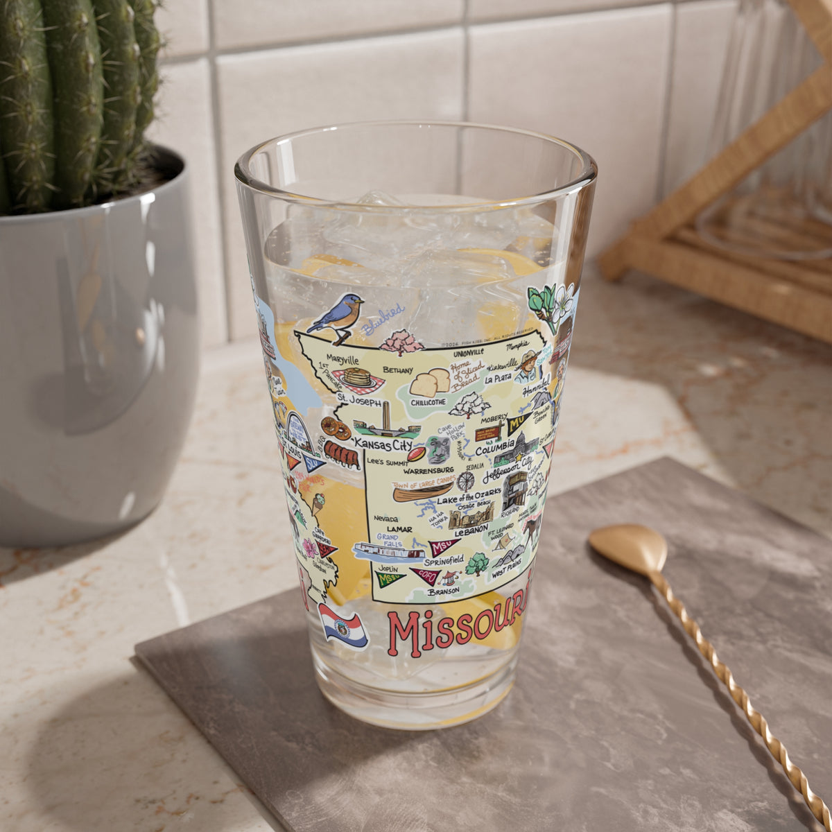 Missouri Map 16oz Glass