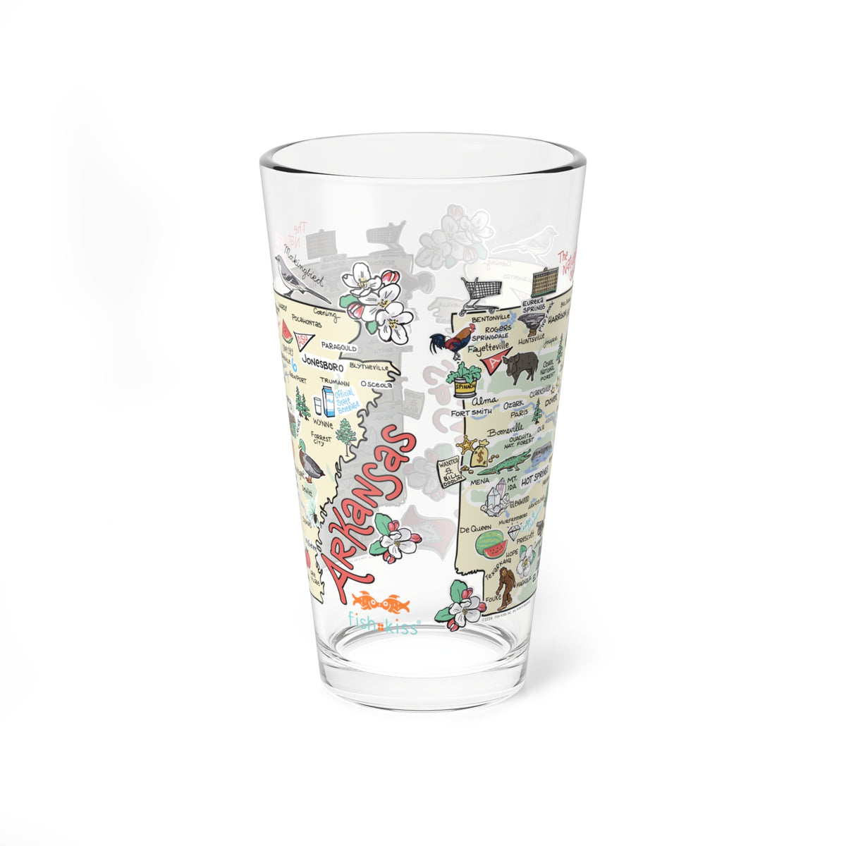 Arkansas Map 16 oz Glass