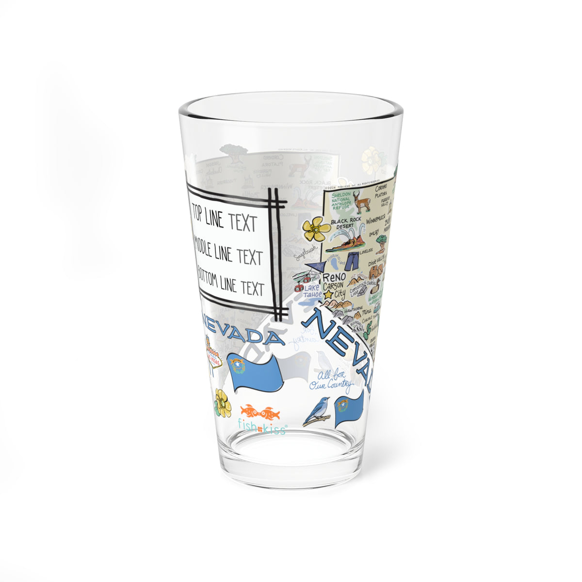 Nevada Map 16oz Glass