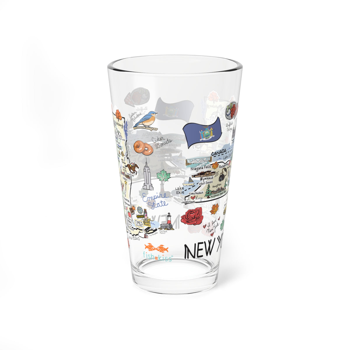 New York Map 16oz Glass