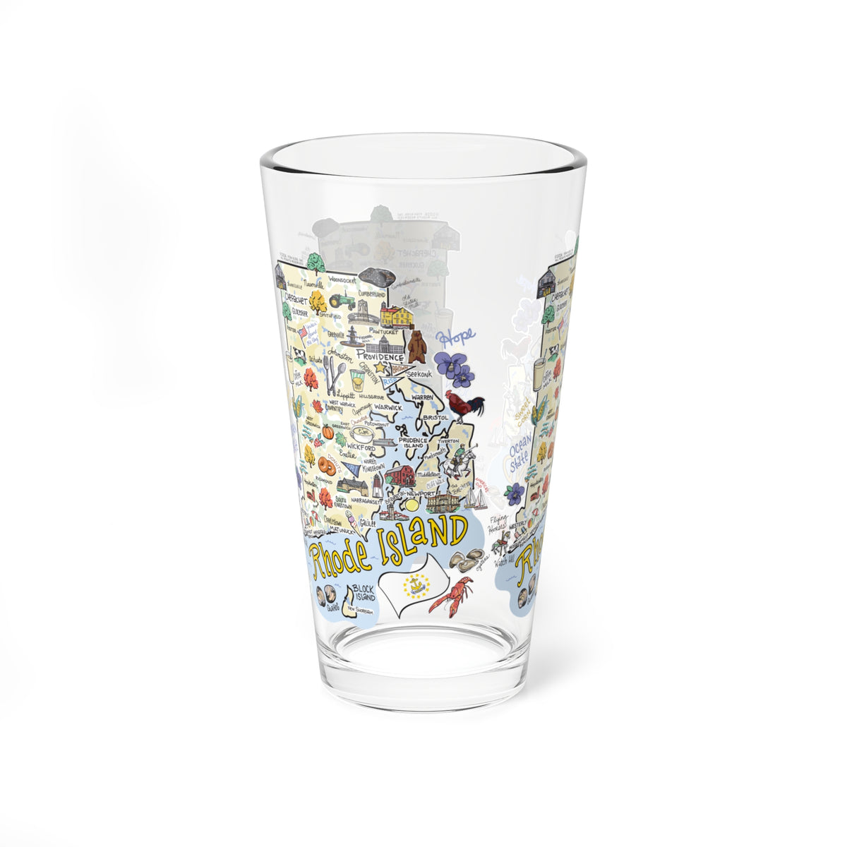 Rhode Island Map 16oz Glass