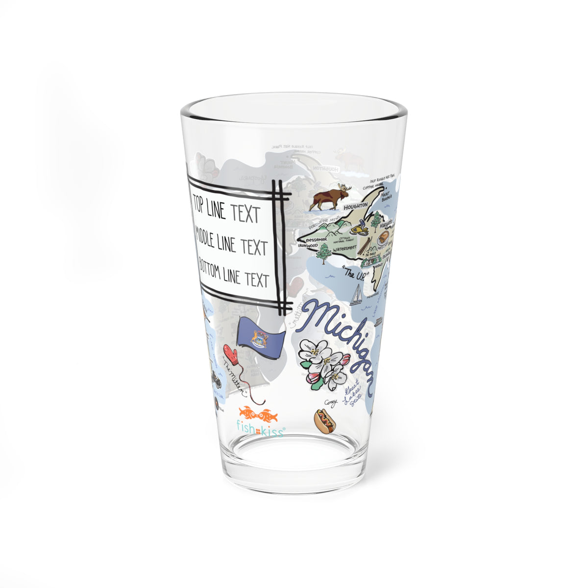 Michigan Map 16oz Glass