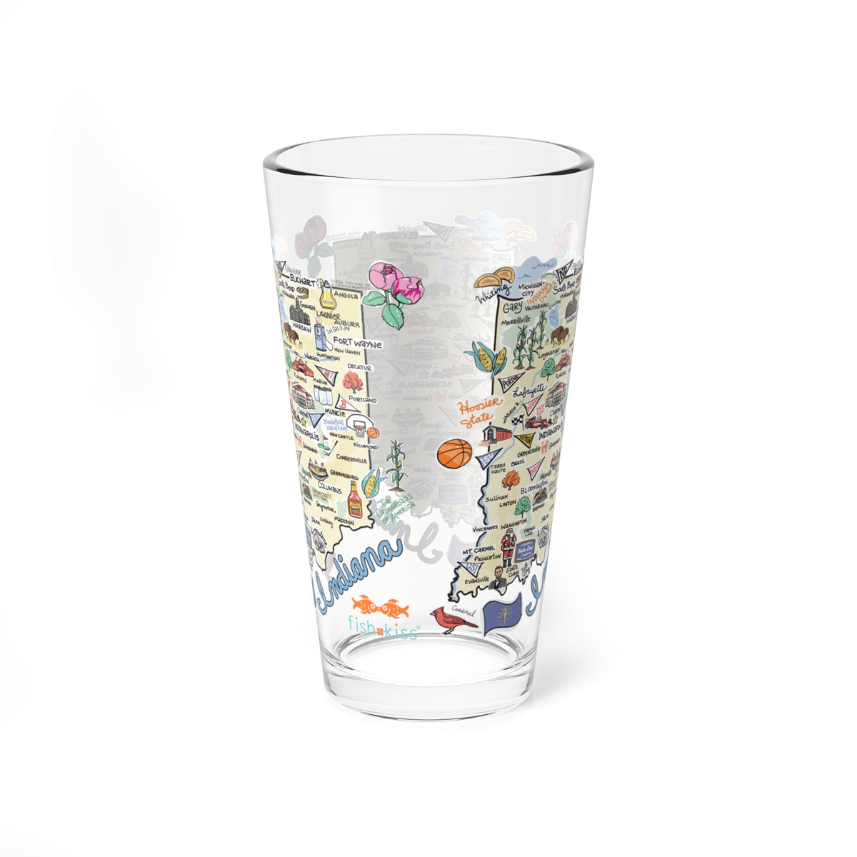 Indiana Map 16oz Glass