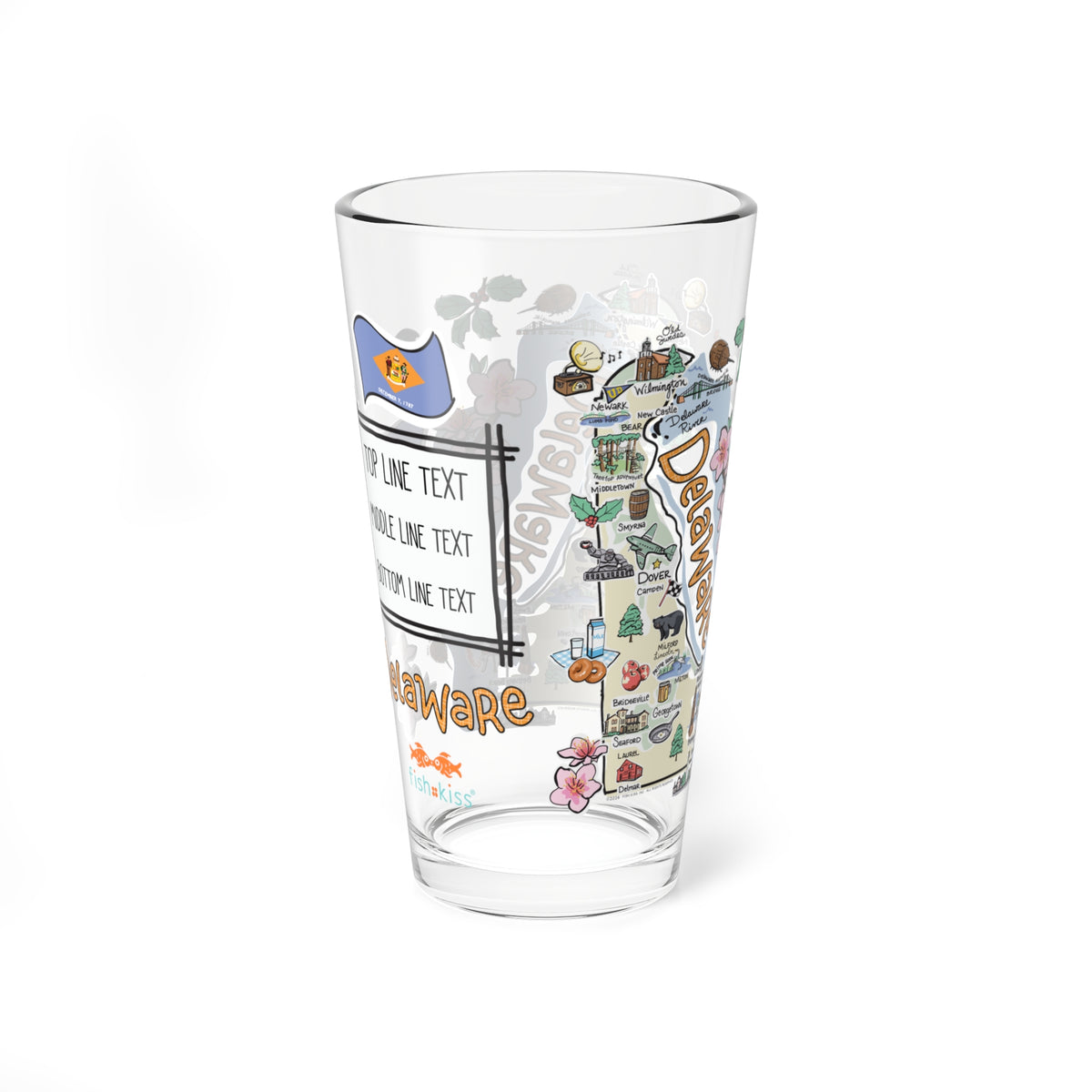 Delaware Map 16oz Glass