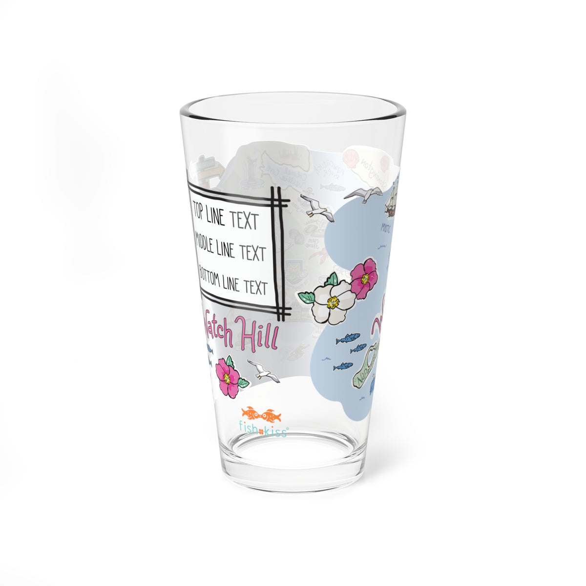 Watch Hill Map 16oz Glass