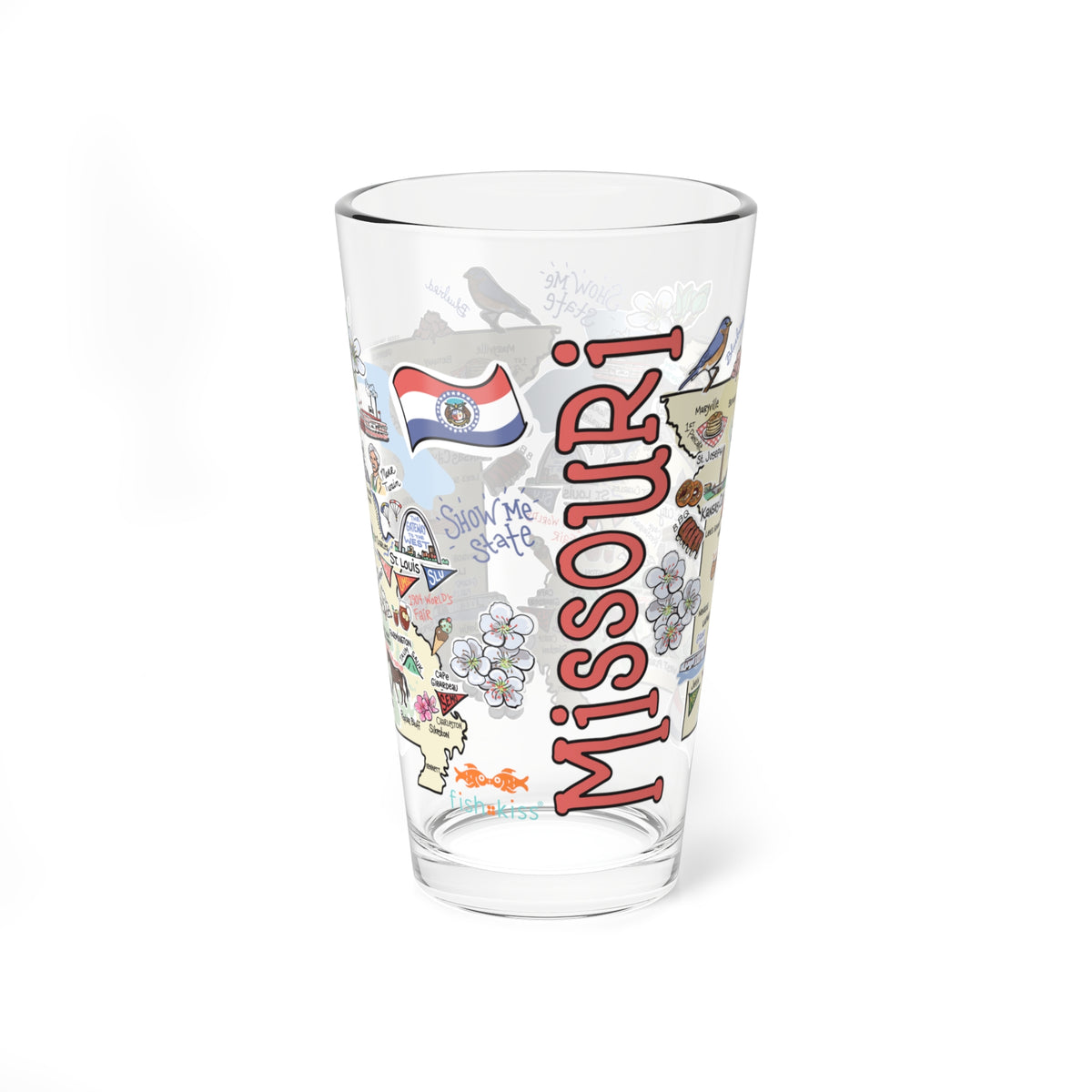 Missouri Map 16oz Glass
