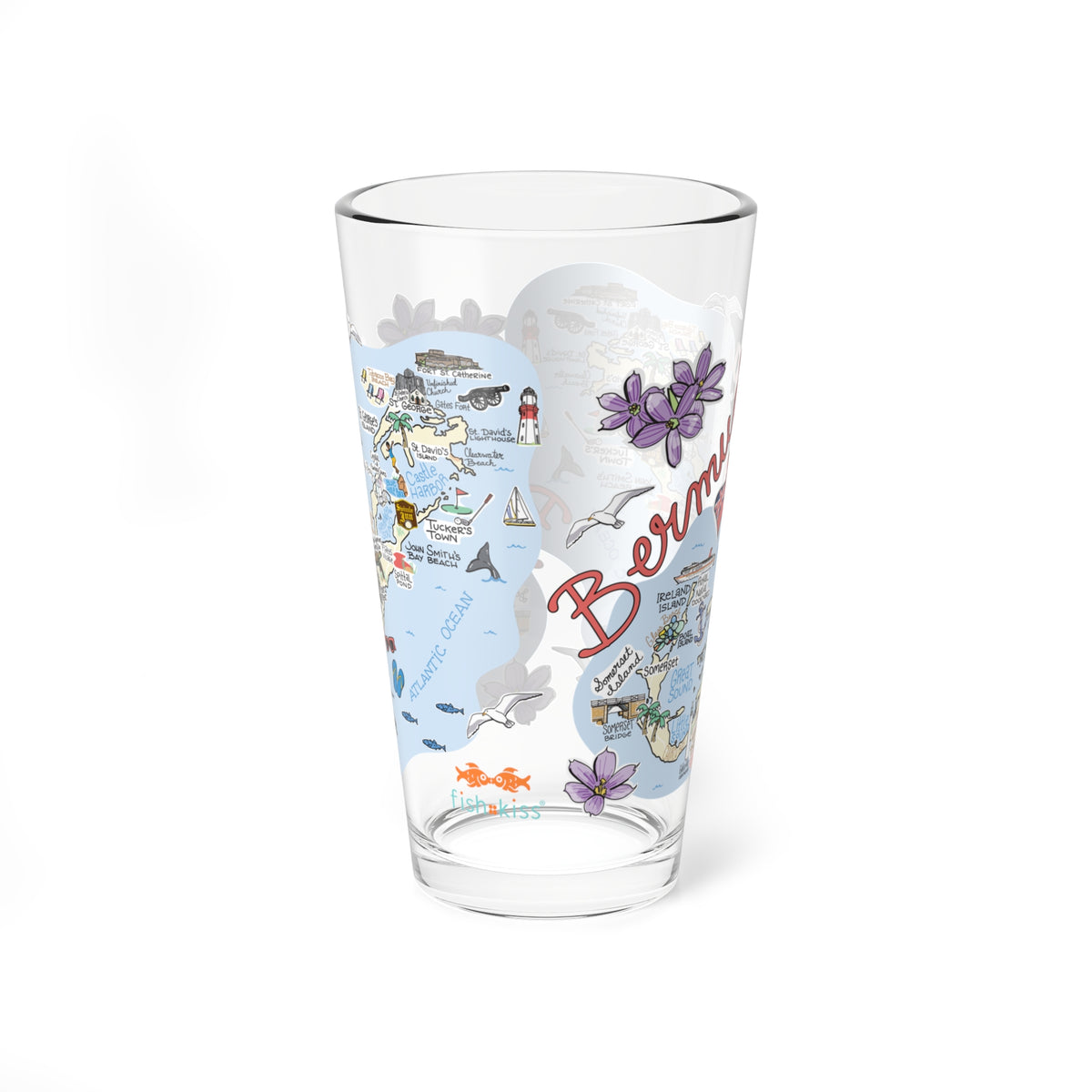 Bermuda Map 16oz Glass