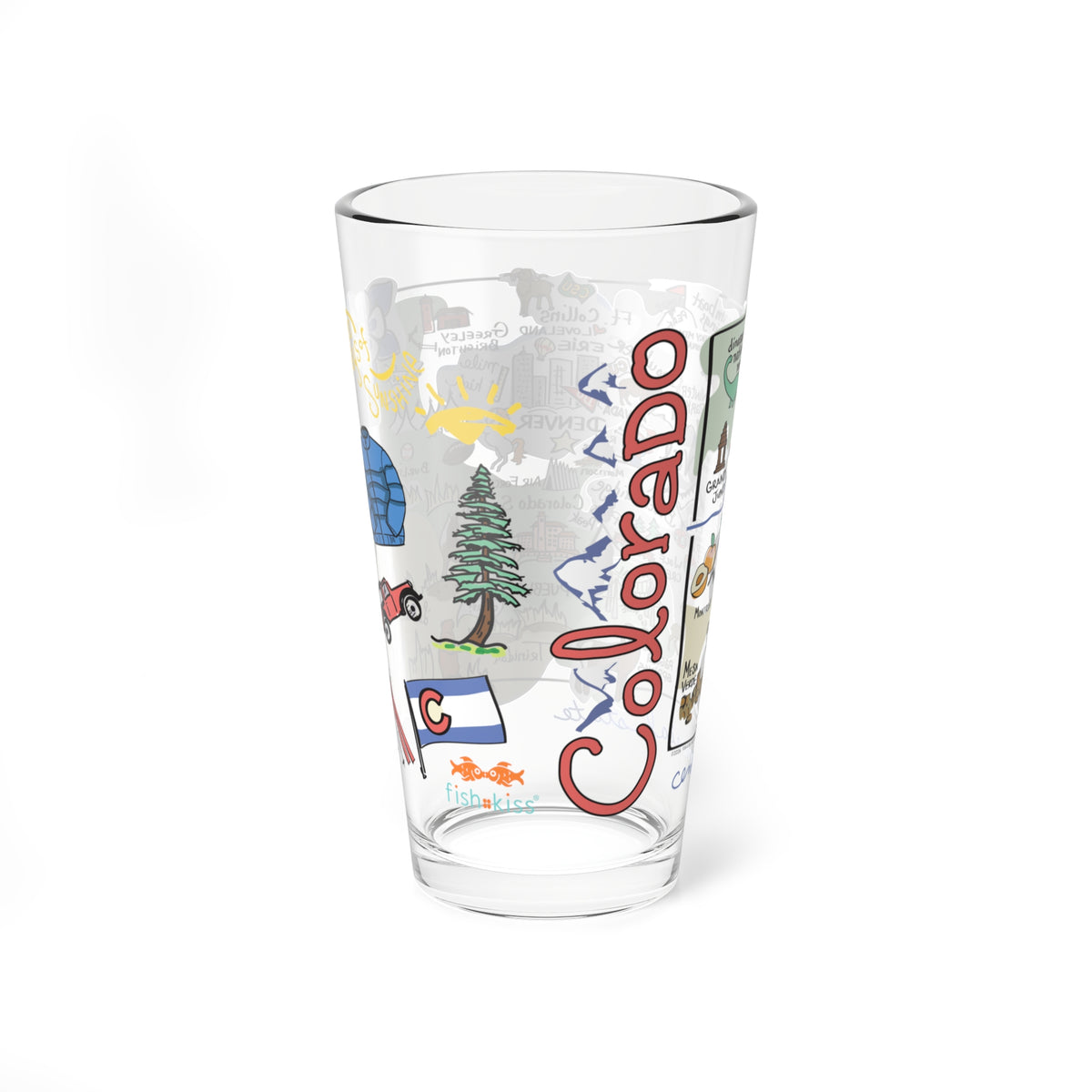 Colorado Map 16oz Glass