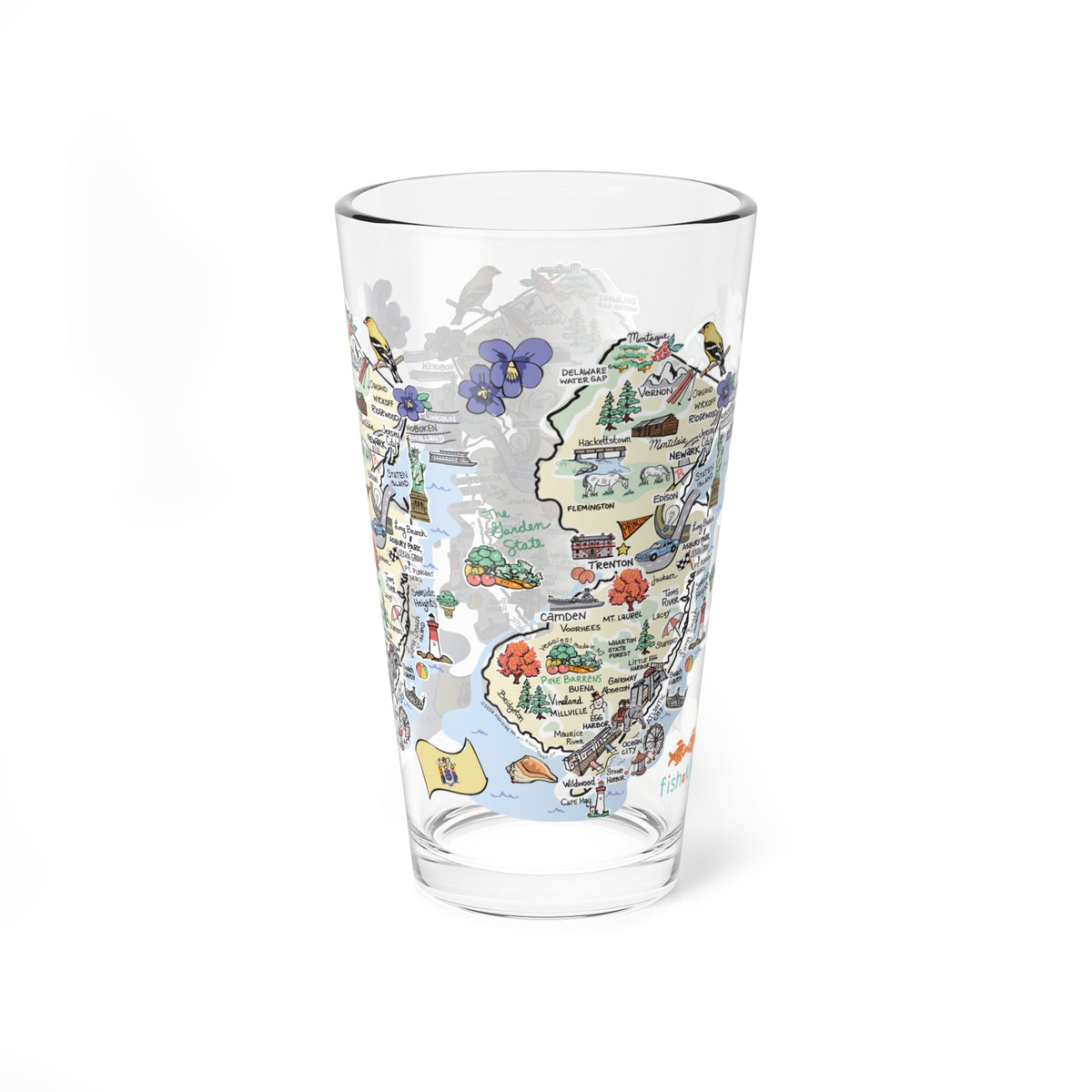 New Jersey Map 16oz Glass