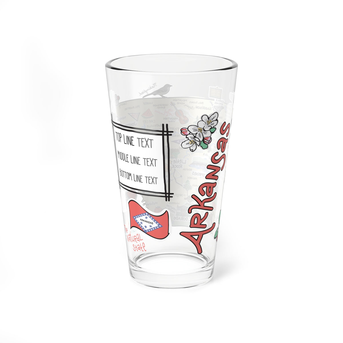 Arkansas Map 16 oz Glass