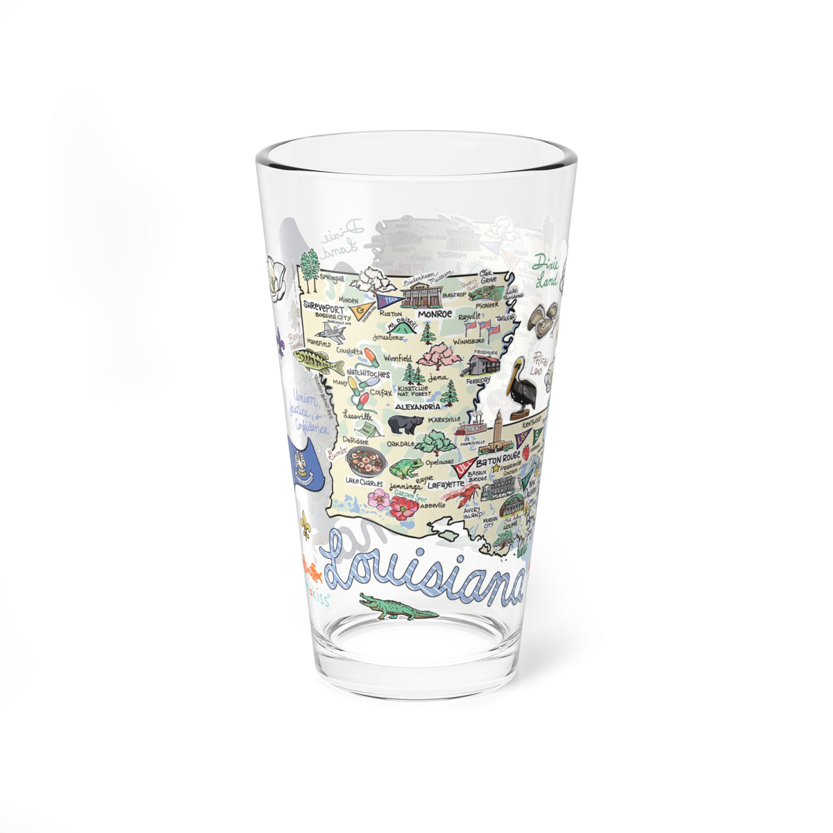 State Map 16 oz Glass