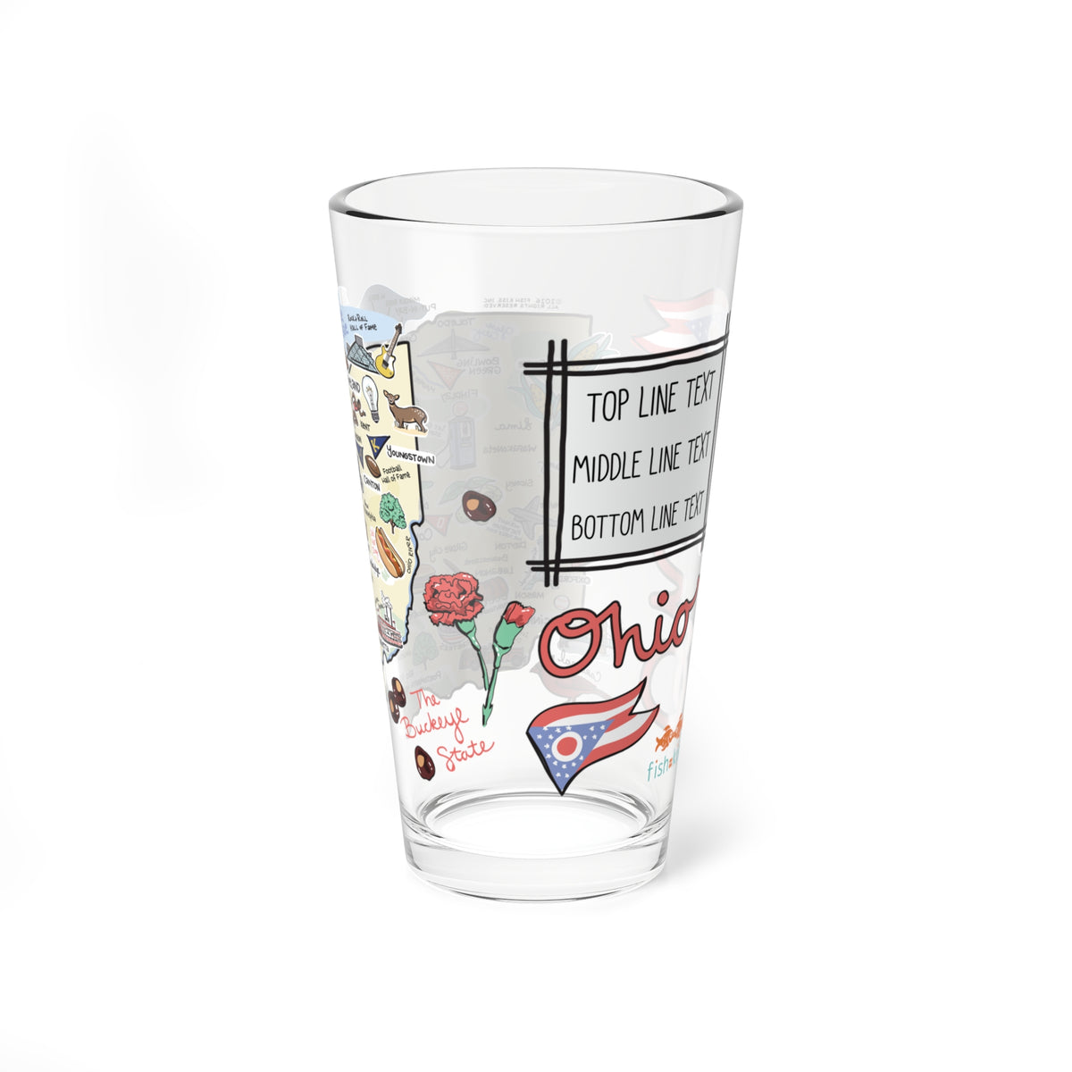 Ohio Map 16oz Glass