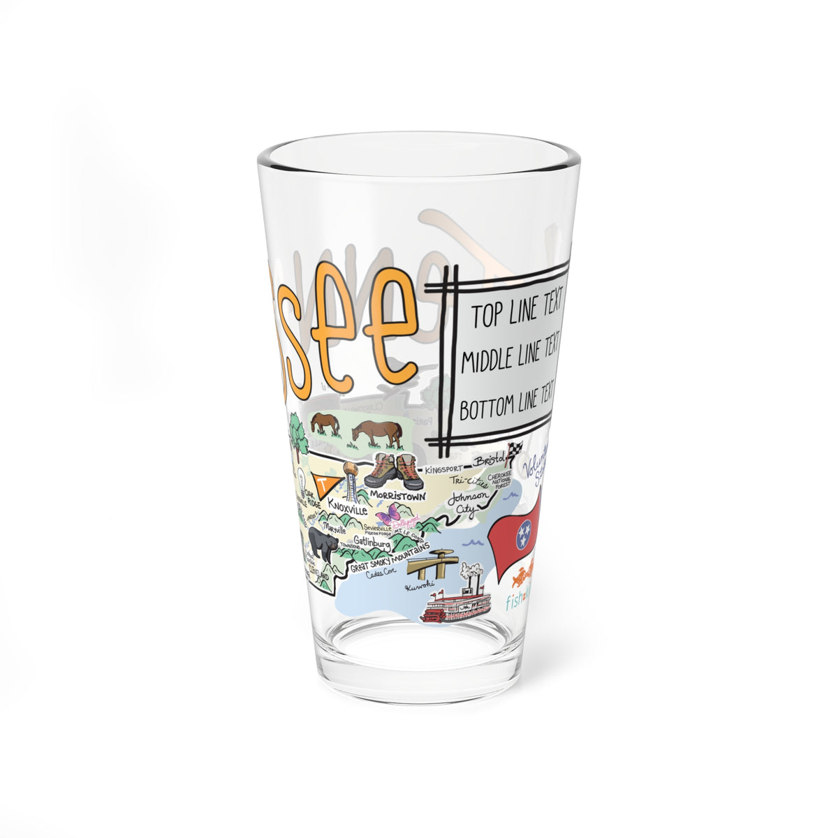 Tennessee Map 16oz Glass