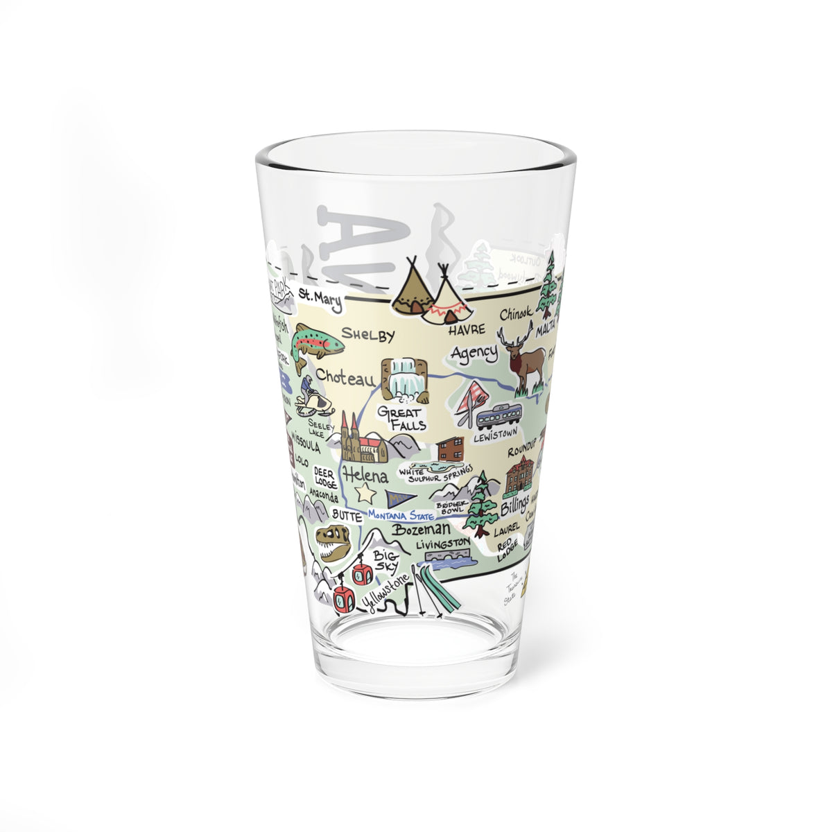Montana Map 16oz Glass