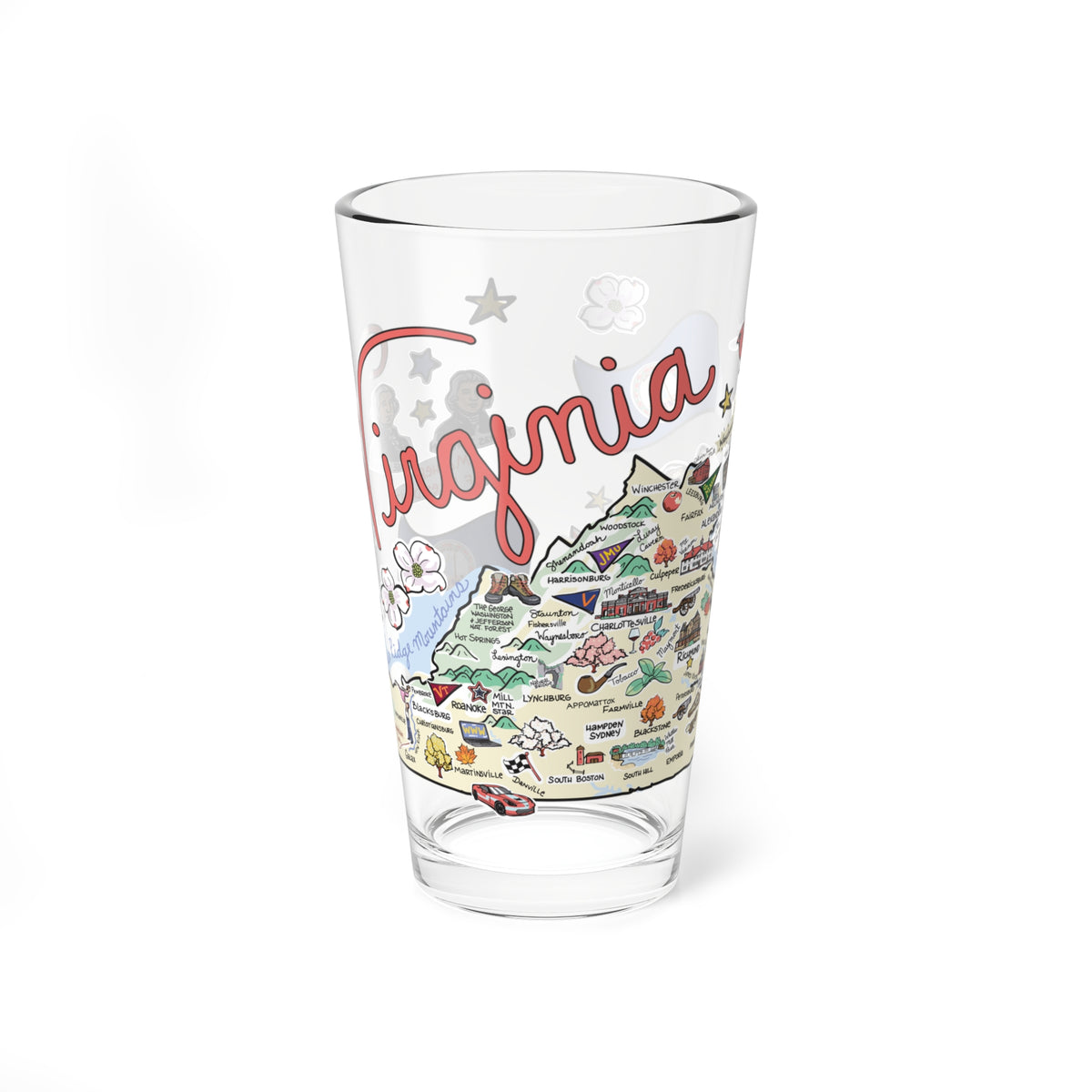 State Map 16 oz Glass