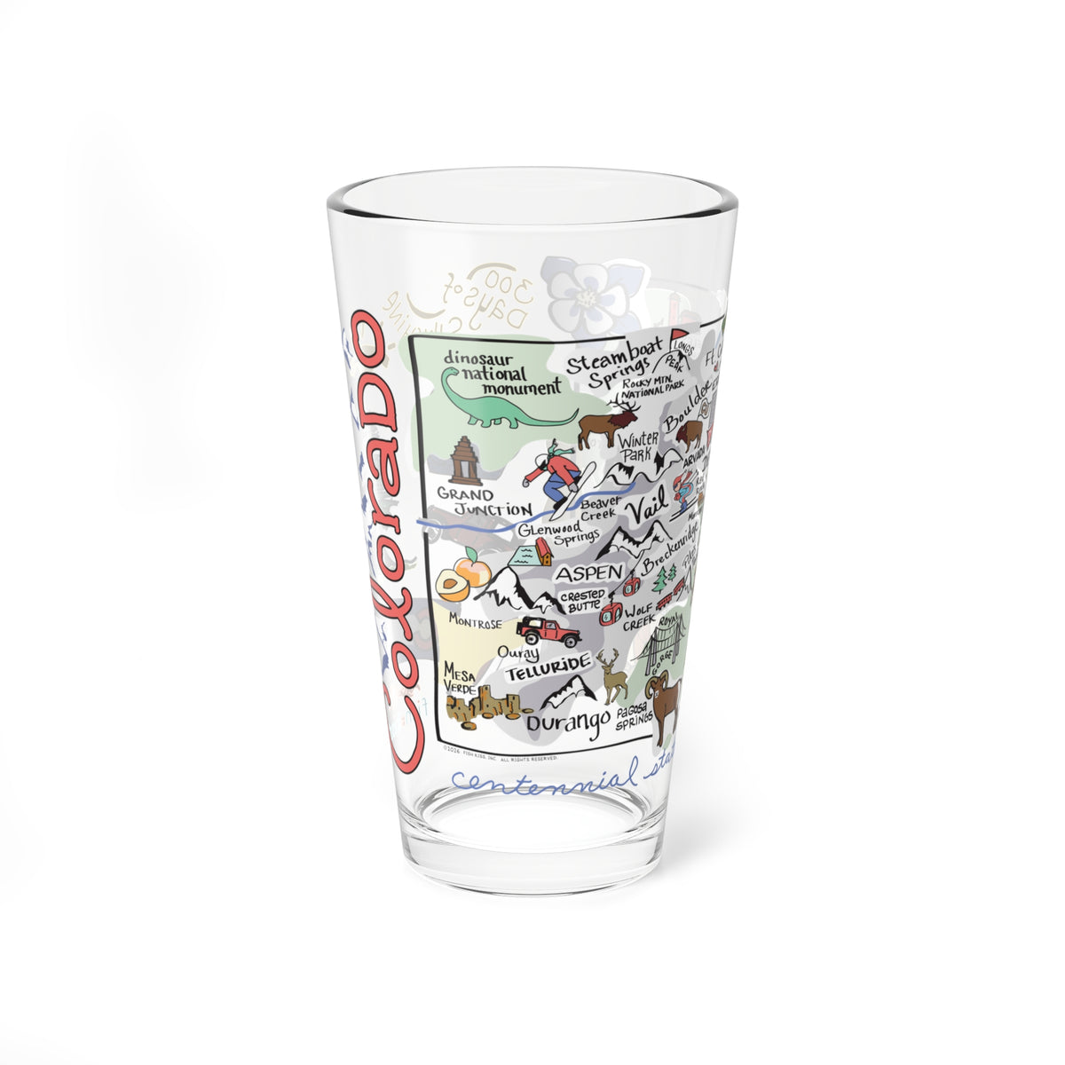 State Map 16 oz Glass