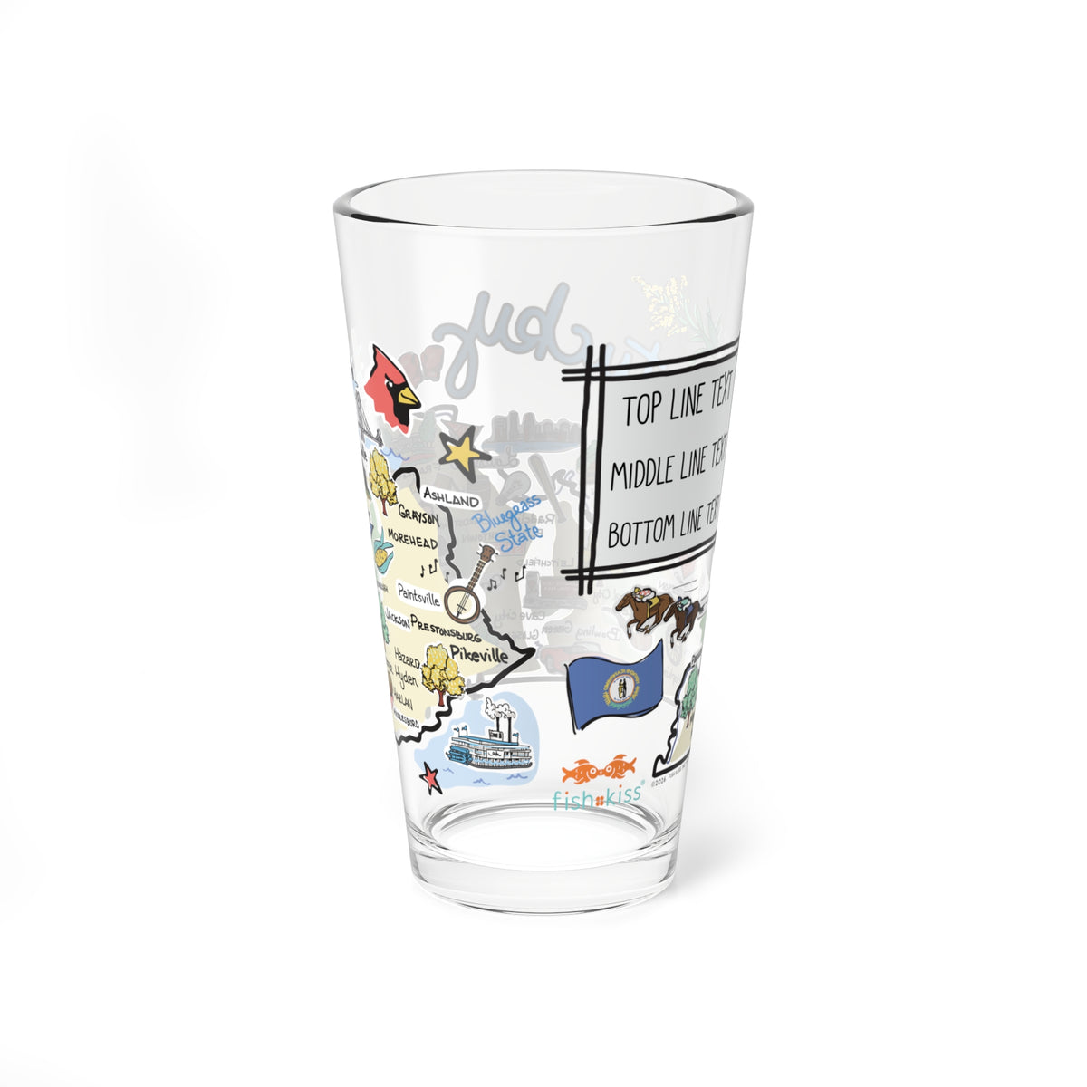 Kentucky Map 16oz Glass