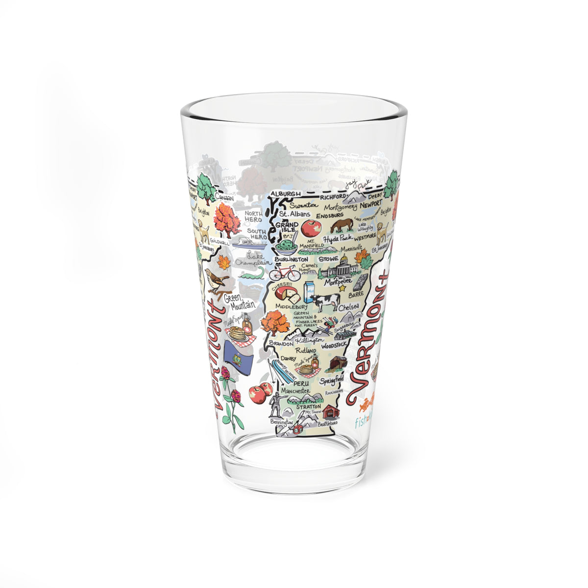 Vermont Map 16oz Glass