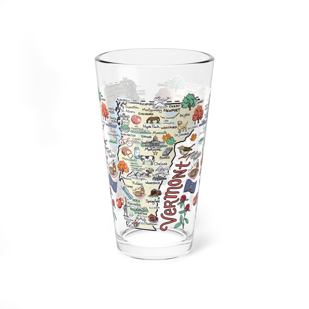 State Map 16 oz Glass