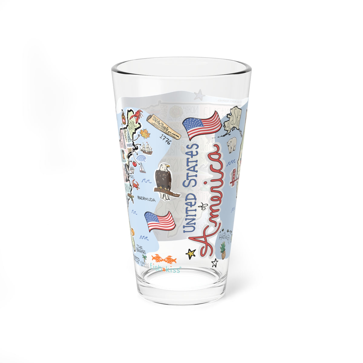 State Map 16 oz Glass