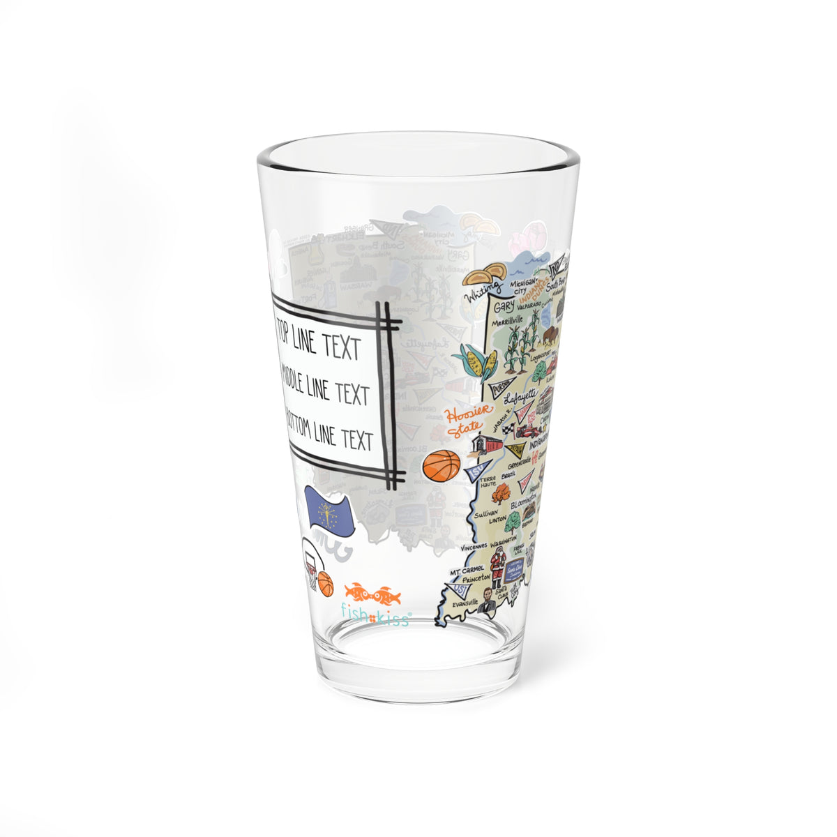 Indiana Map 16oz Glass