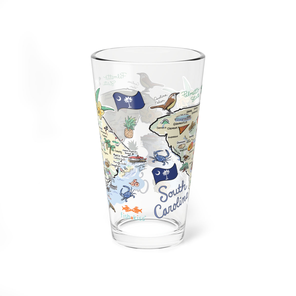 South Carolina Map 16oz Glass