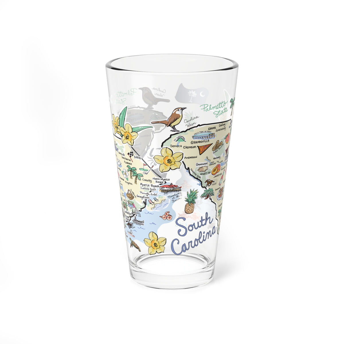 State Map 16 oz Glass