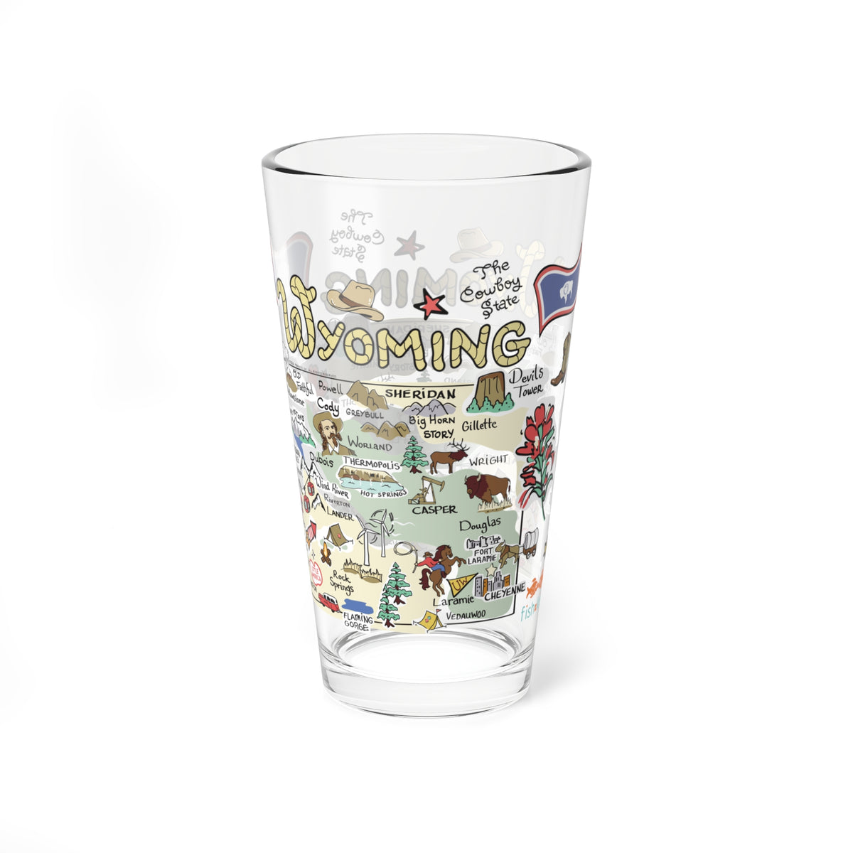 Wyoming Map 16oz Glass
