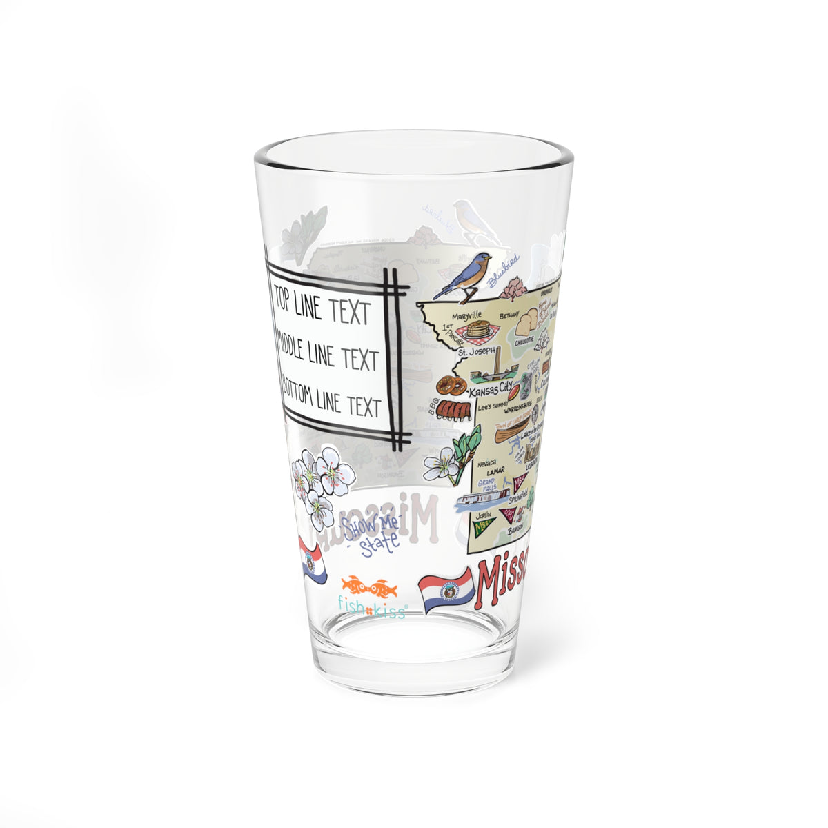 Missouri Map 16oz Glass