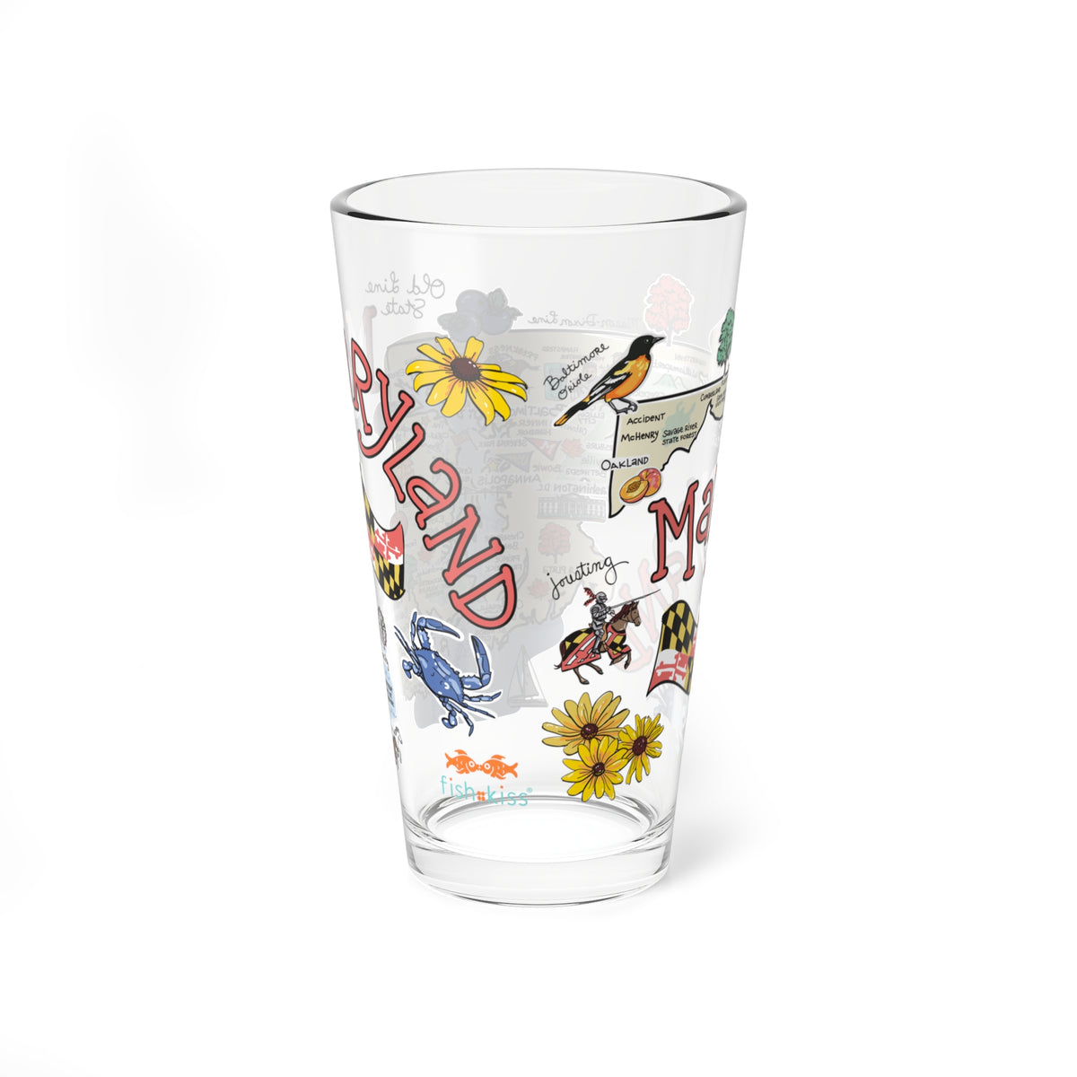 Maryland Map 16oz Glass