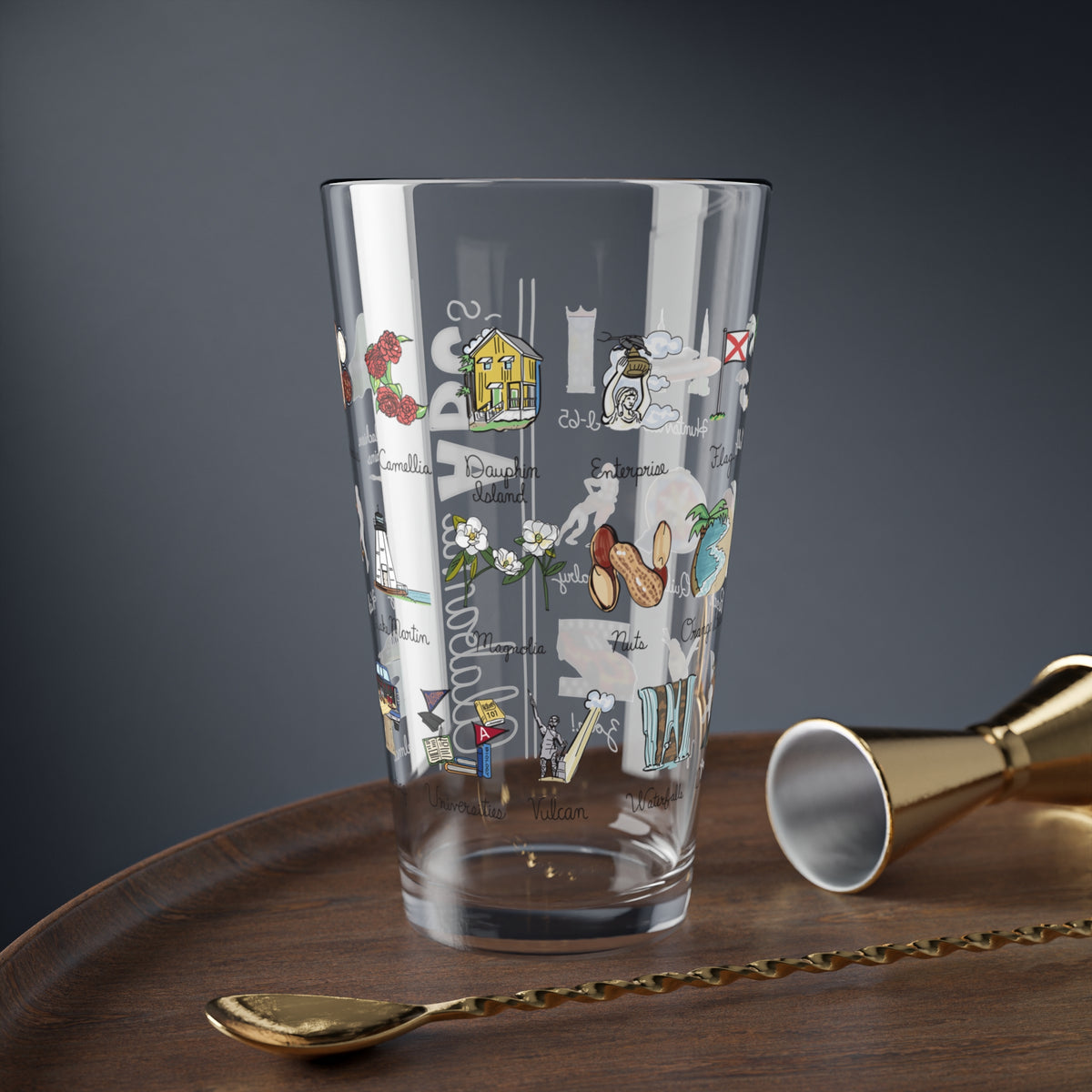 State Alphabet 16 oz Glass