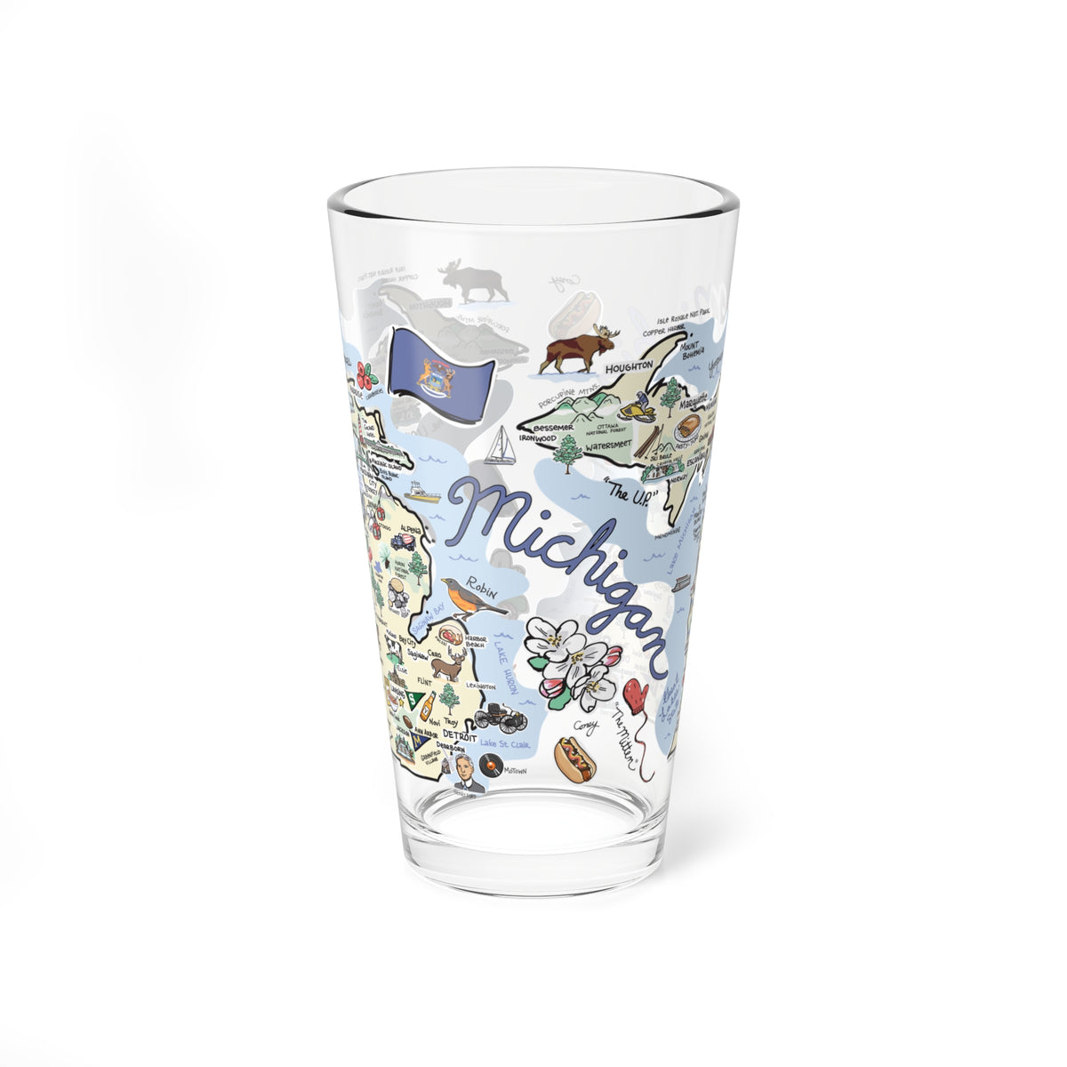 State Map 16 oz Glass